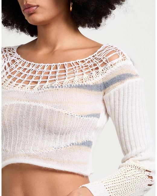 Marni White Colorful Knitted Cropped Top