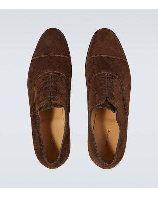 John Lobb Brown City Ii Suede Derby Shoes for men