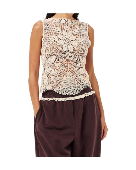 Magda Butrym Natural Crocheted Sleeveless Top