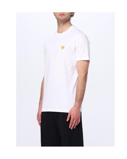 Versace White Logo-Embroidered Crewneck T-Shirt for men