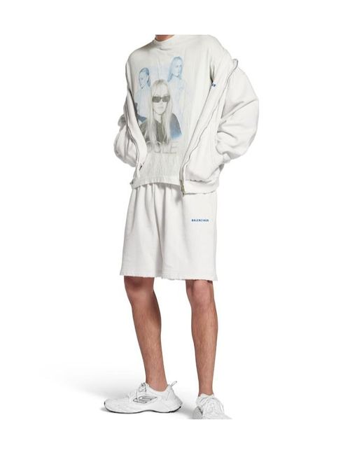 Balenciaga White Logo Embroidered Bermuda Shorts for men