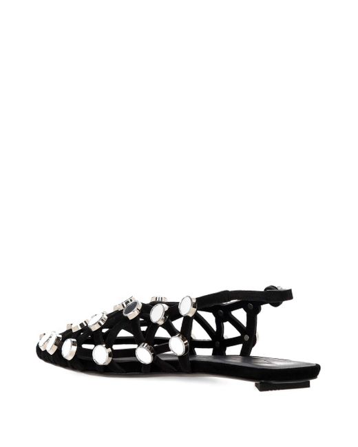 The Attico Black Pointed-Toe Flat Sandals