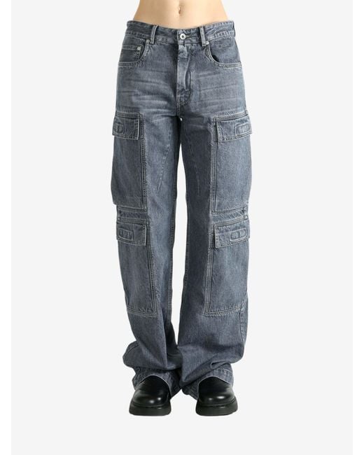 Rick Owens Gray Wide-Leg Double Cargo Jeans