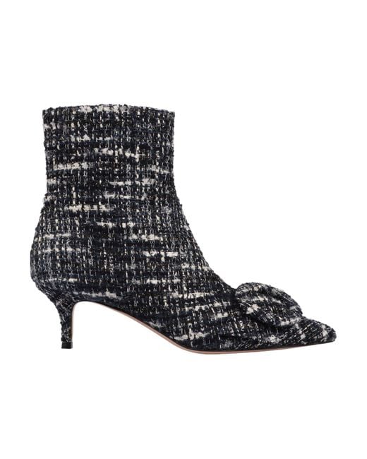 Gianvito Rossi Black Pointed Toe Tweed Ankle Boots