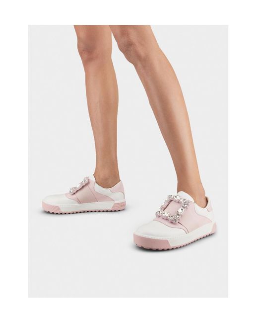 Roger Vivier Pink Viv' Golf Rhinestone Buckle Sneakers