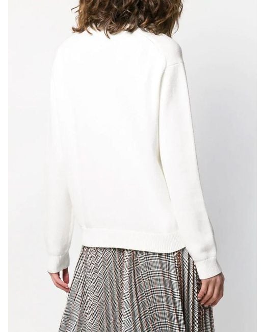 KENZO White Knitted Tiger Logo Pullover
