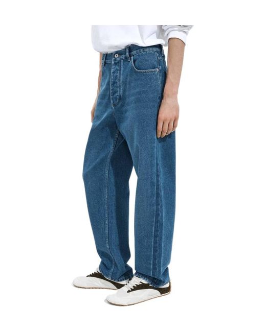 Bottega Veneta Blue Button Detailed Wide Leg Jeans for men
