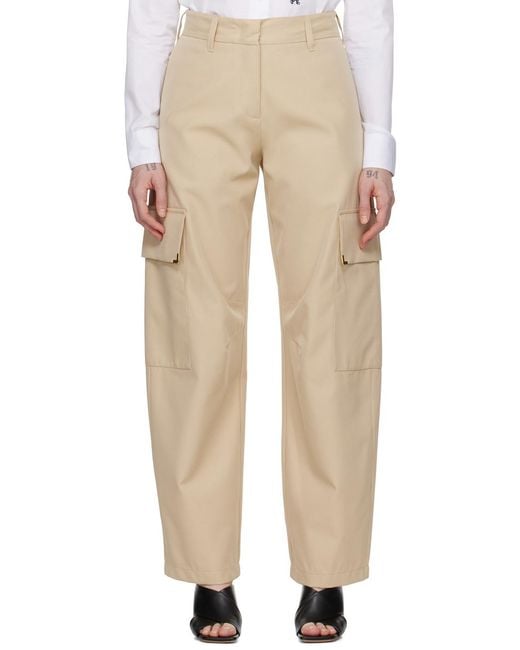 Palm Angels Natural Carrot-Cut Mid-Rise Trousers