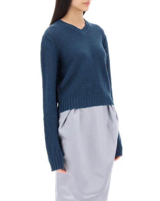 Maison Margiela Blue V-Neck Sweater