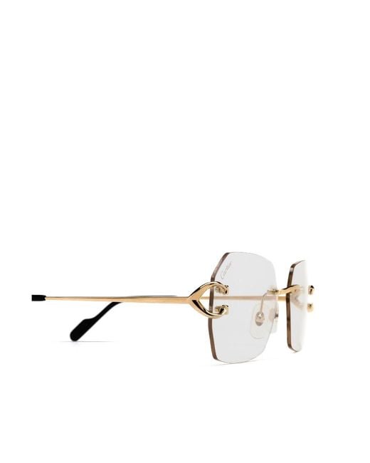 Cartier White Rectangle Frame Glasses for men