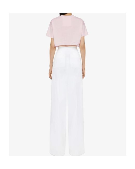 Givenchy Pink Logo Embroidered Cropped T-Shirt