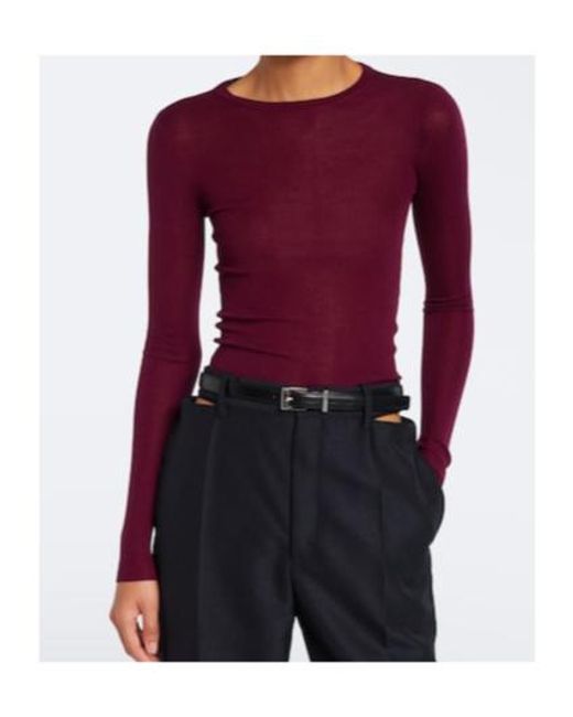 Jil Sander Purple Ribbed-Knit Wool Sweater
