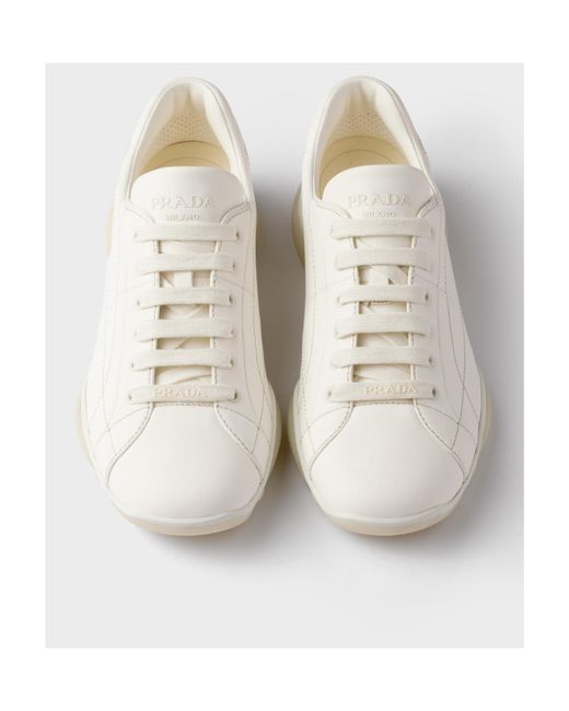 Prada White Nappa Leather Sneakers for men