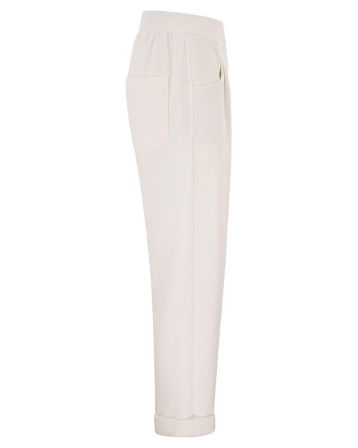 Brunello Cucinelli White Tapered Turn-Up Pants