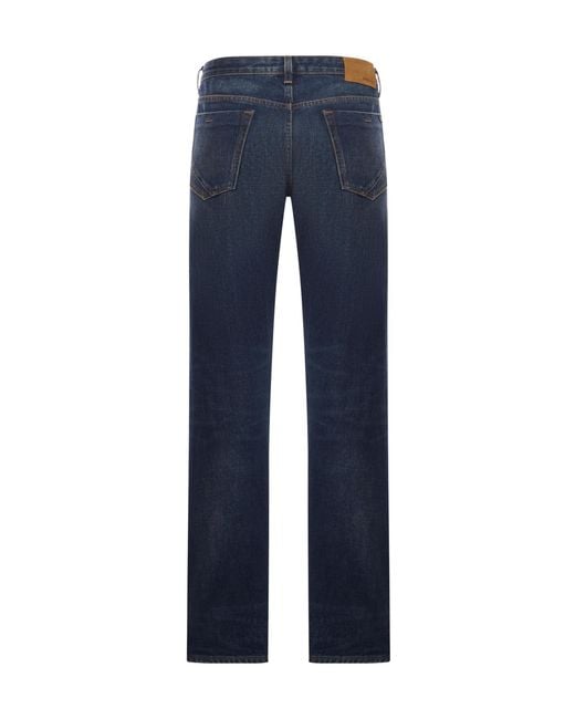 Incotex Blue Button-Fastening Cotton Jeans for men