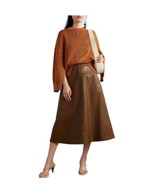 Lafayette 148 New York Brown Cotton-Blend Sweater