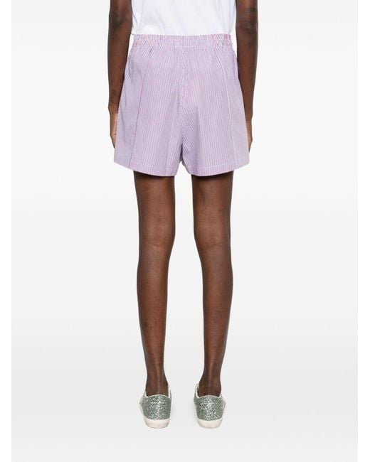 Autry Purple Embroidered Poplin Stripe Shorts