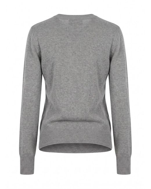 Patrizia Pepe Gray Crew-Neck Long-Sleeve Knit Top