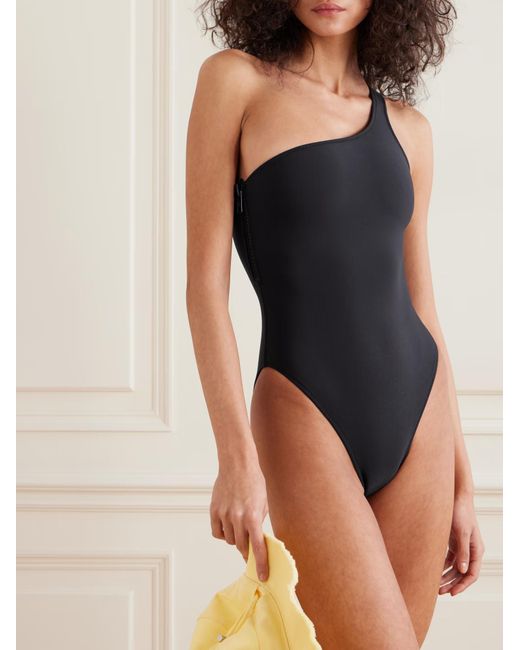 Lisa Marie Fernandez Black Arden One-Shoulder Swimsuit