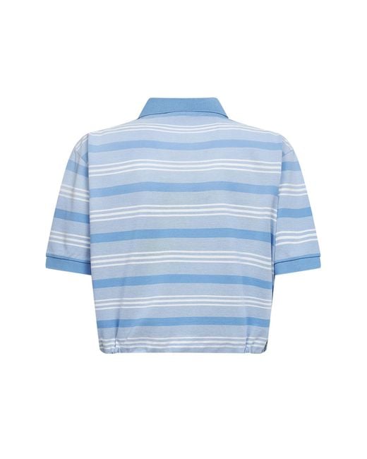 Prada Blue Cropped Striped Polo Shirt