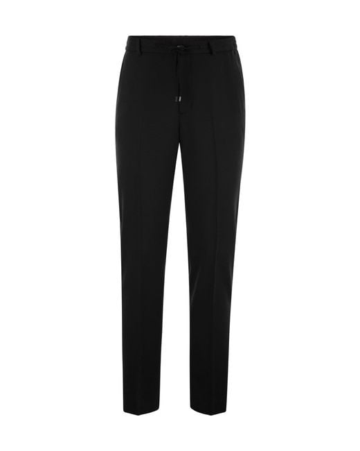Peserico Black Drawstring Flannel Pants for men