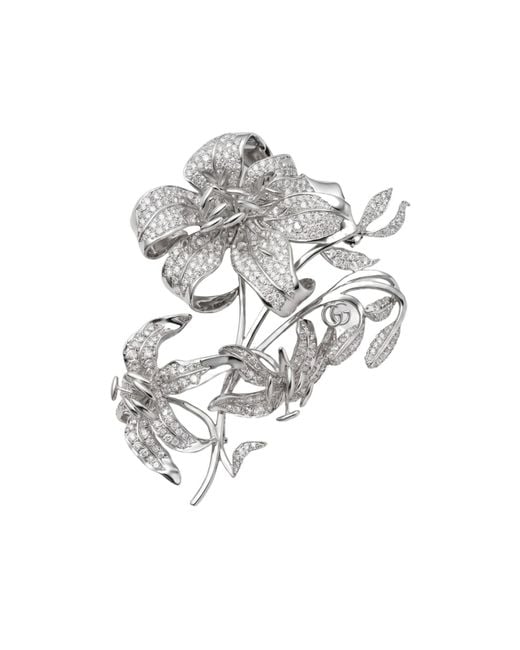 Gucci White Floral Motif Brooch