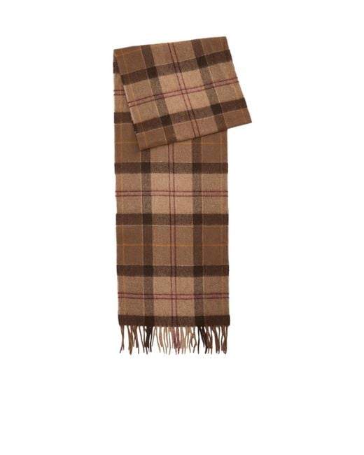 Barbour Brown Tartan Fringed Scarf