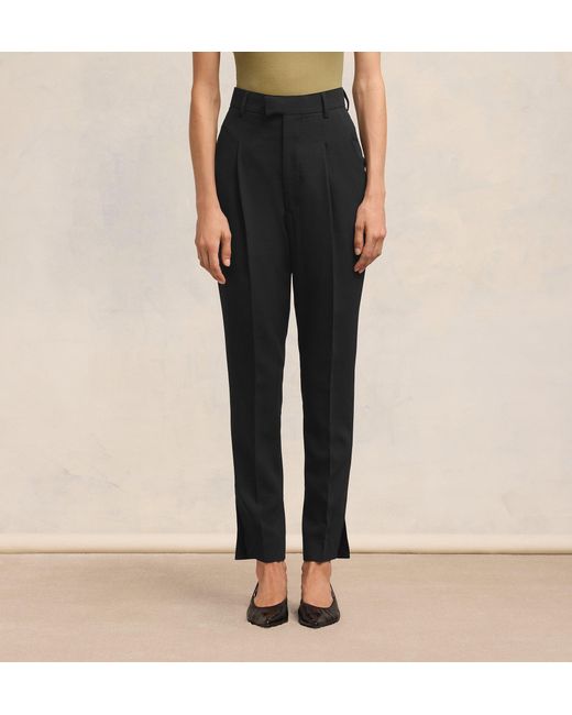 AMI Black High Waist Cigarette Trousers