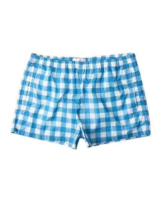 Prada Blue Elastic Waist Swimming Trunks for men