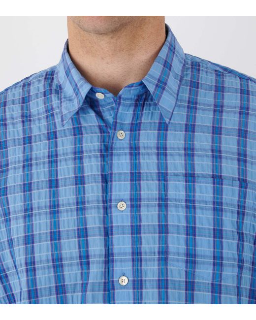 sunflower Blue Long-Sleeved Plaid Shirt for men