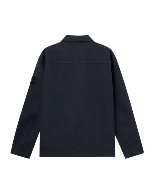 Stone Island Blue Comfort-Fit Zip-Up Overshirt With Chest Pocket for men