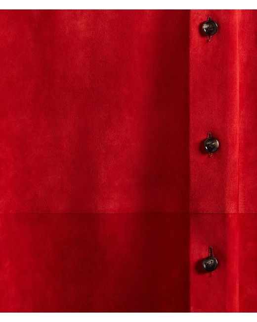 Bottega Veneta Red Suede Leather Shirt