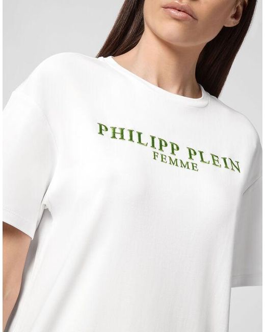 Philipp Plein White Logo Details T-Shirt Dress