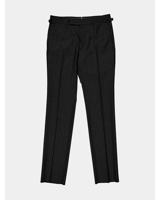 Tom Ford Black Pinstripe Tailored Trousers for men