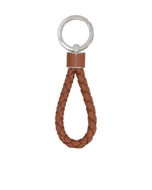 Bottega Veneta White Intreccio Key Ring for men