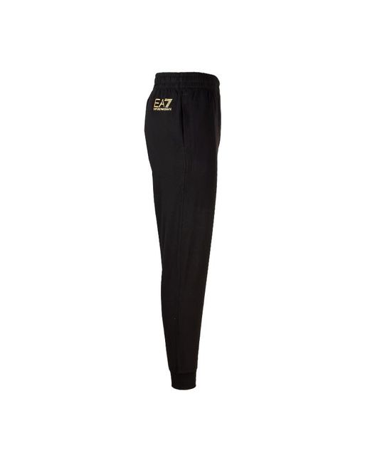 EA7 Black Logo Pattern Sweatpants for men