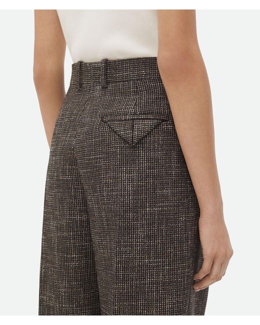 Bottega Veneta Gray Wool And Cotton Pied De Poule Trousers