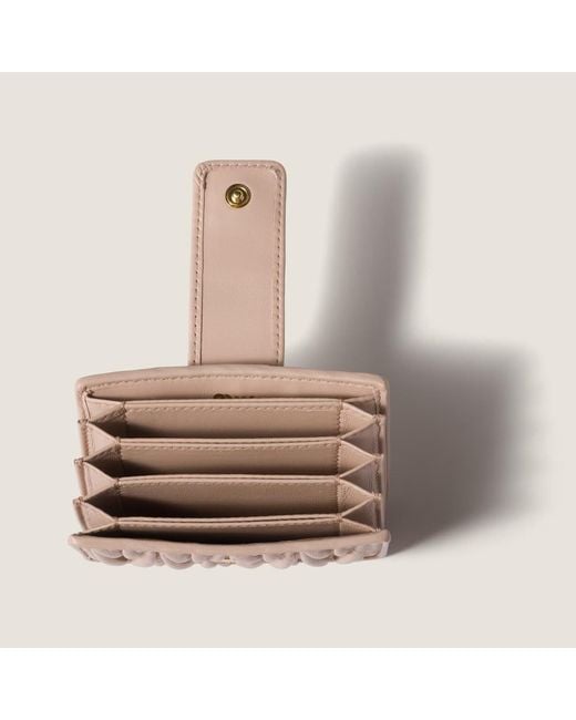 Miu Miu Pink Matelassé Nappa Leather Card Holder