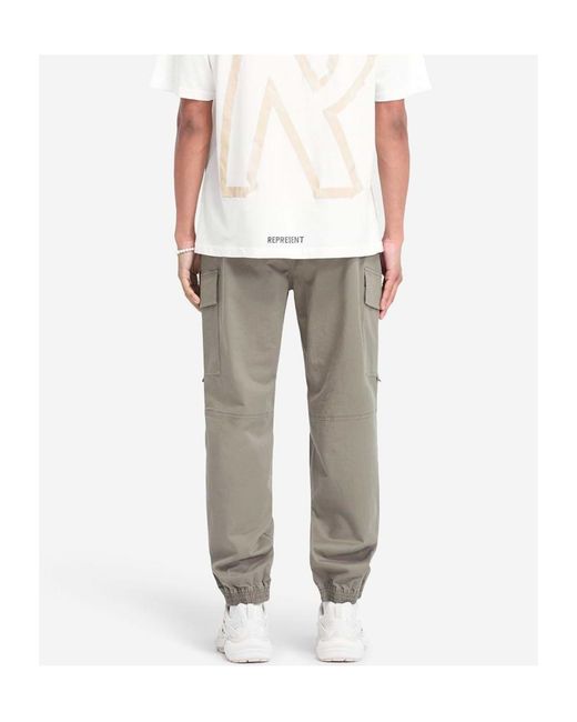 Represent Gray Elastic-Waist Cargo Pants for men