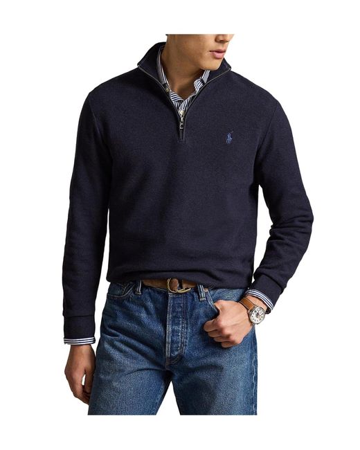 Polo Ralph Lauren Blue Half-Zipper Knitted Sweater for men
