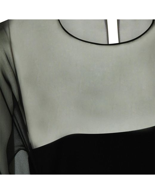Alberta Ferretti Black Sheer Cape-Sleeve Dress