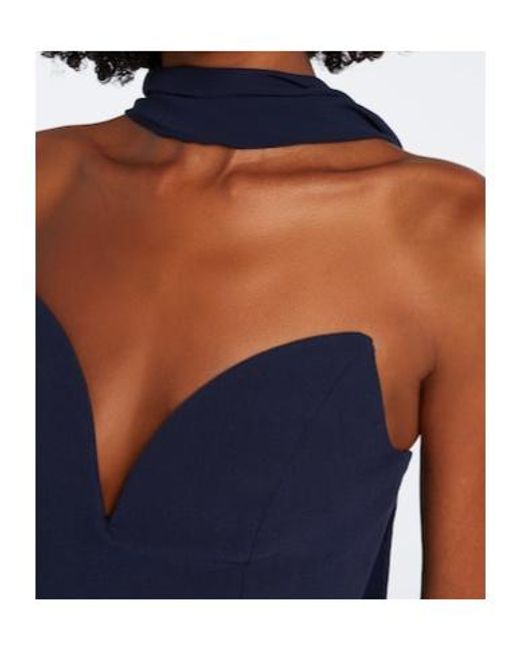 Roland Mouret Blue Scarf-Detail Corset Gown