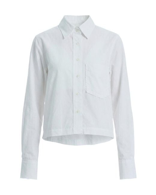 Closed White Lace-Trim Chest-Pocket Shirt