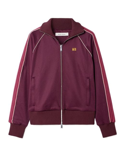 Wales Bonner Purple Mantra Knit-Trimmed Embroidered Jersey Jacket