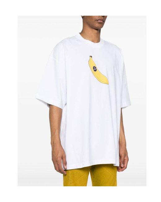 Vetements White Banana-Printed Oversized T-Shirt for men