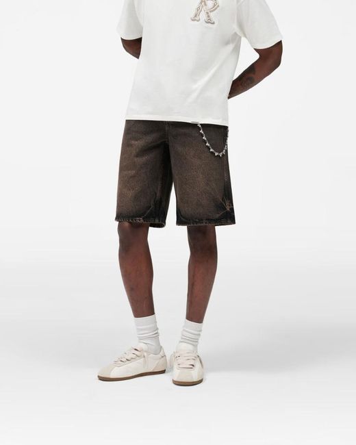Represent Gray Relaxed Denim Shorts for men