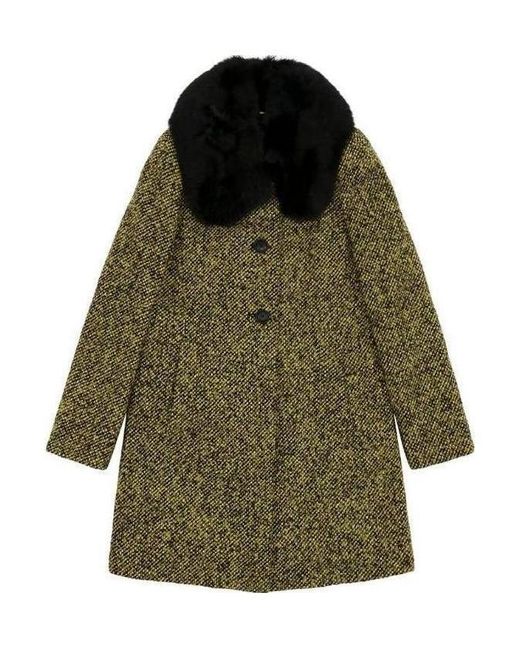 Max Mara Green Fur Collar Coat