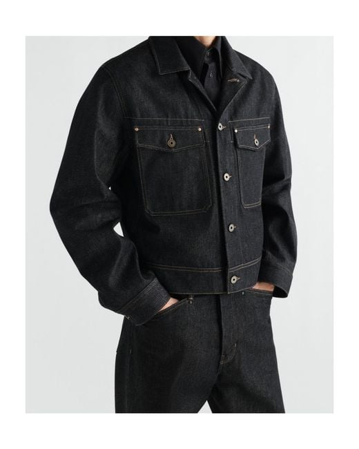 Lemaire Black Trucker Contrast-Stitch Denim Jacket for men