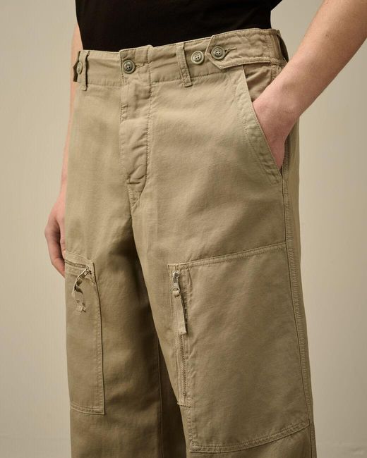 C P Company Natural Drawstring Hem Cargo Trousers for men
