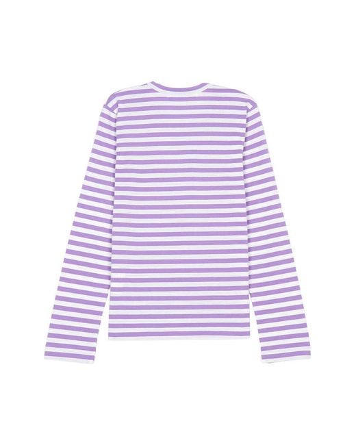 Comme des Garçons Purple Long-Sleeved Striped T-Shirt